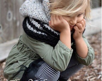 Knitting PATTERN-The Ryder Raccoon Cowl (12/18m, Toddler,Child, Adult sizes)