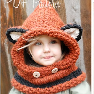 KNITTING PATTERN Failynn Fox Cowl 12/18 months Toddler Child Adult sizes image 2