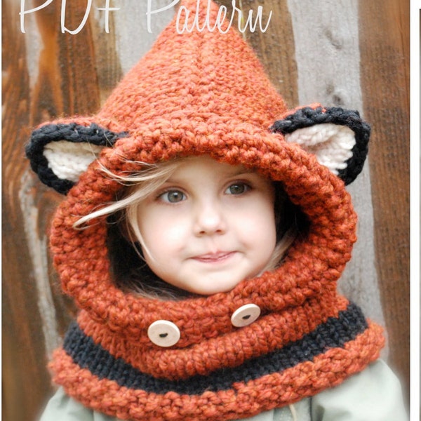 MODÈLE DE TRICOT - Capuche en renard Failynn (12/18 mois - Tailles tout-petit - Enfant - Adulte)