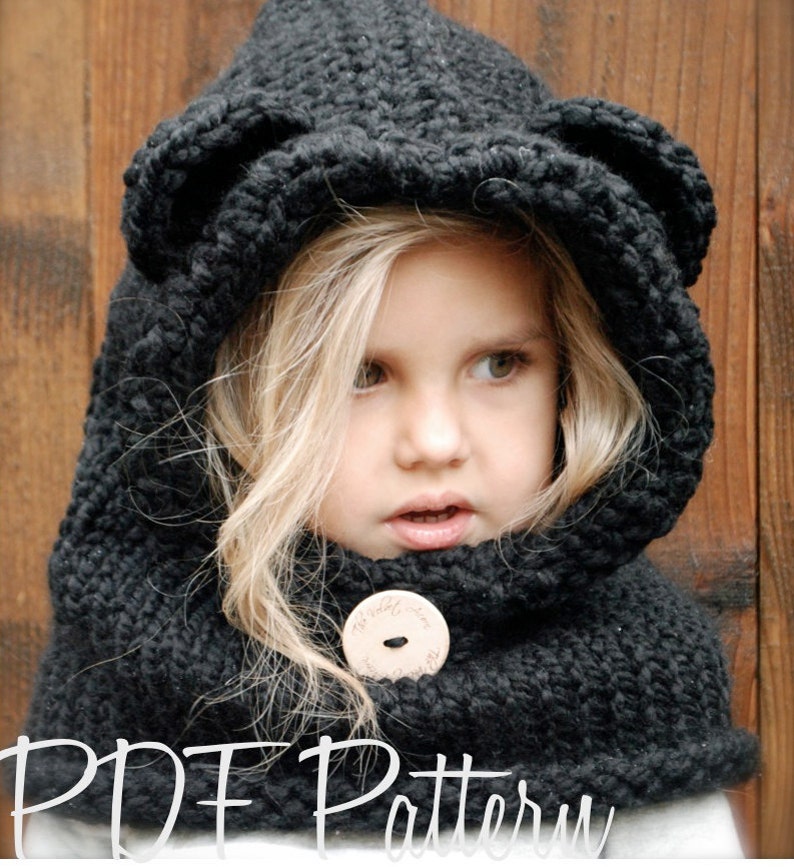 KNITTING PATTERN Burton Bear Cowl 6/9 month 12/18 month Toddler Child Adult sizes image 3