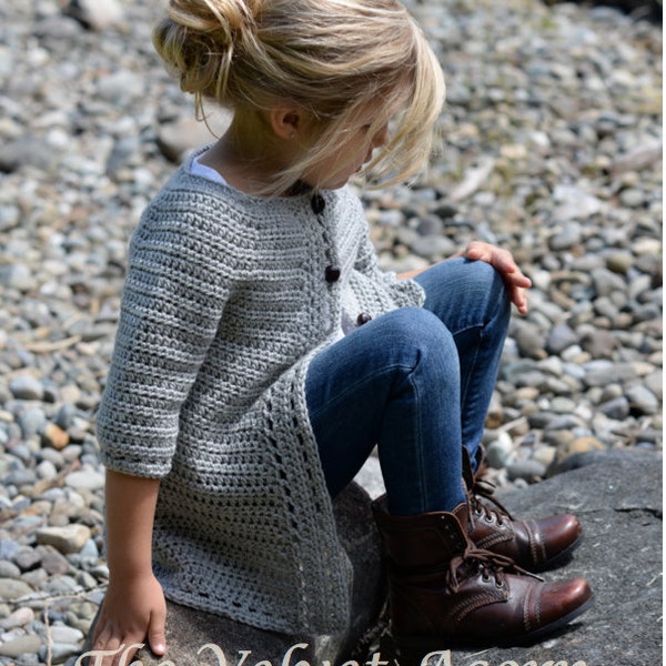 CROCHET PATTERN-The Cairbre Cardigan (2/3, 4/5, 6/7, 8/9, 10/11 years)