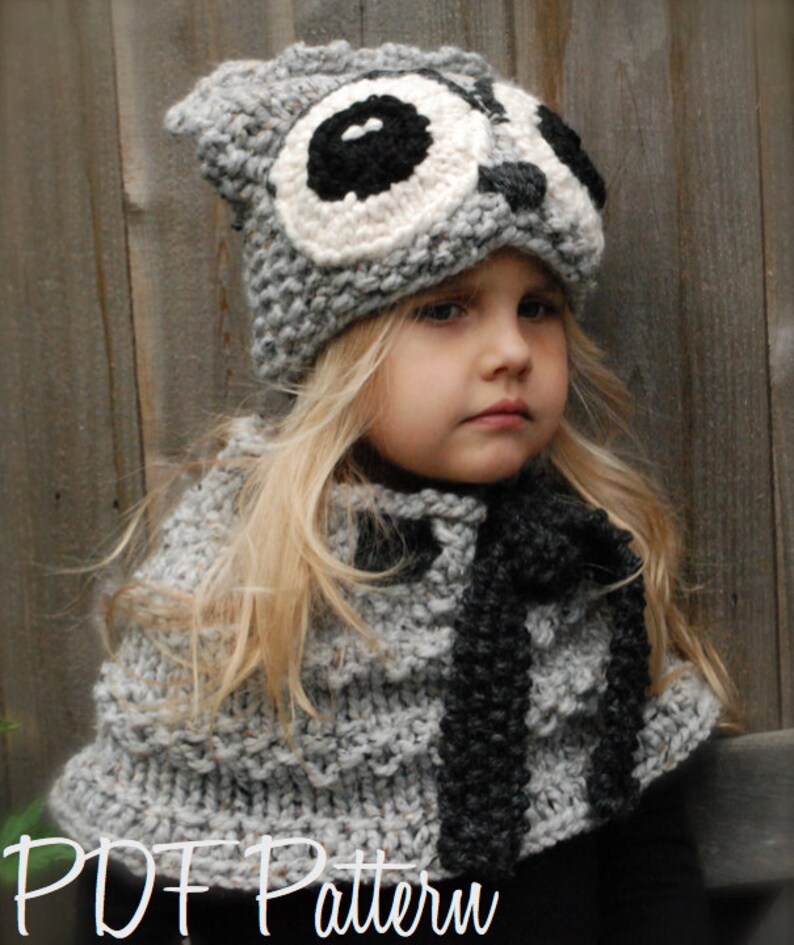 Knitting PATTERN-The Oxford Owl Set Toddler, Child and Adult sizes image 3