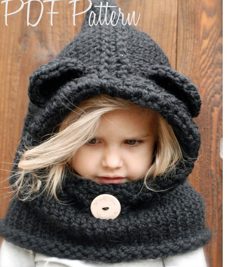 KNITTING PATTERN Burton Bear Cowl 6/9 month 12/18 month Toddler Child Adult sizes image 4