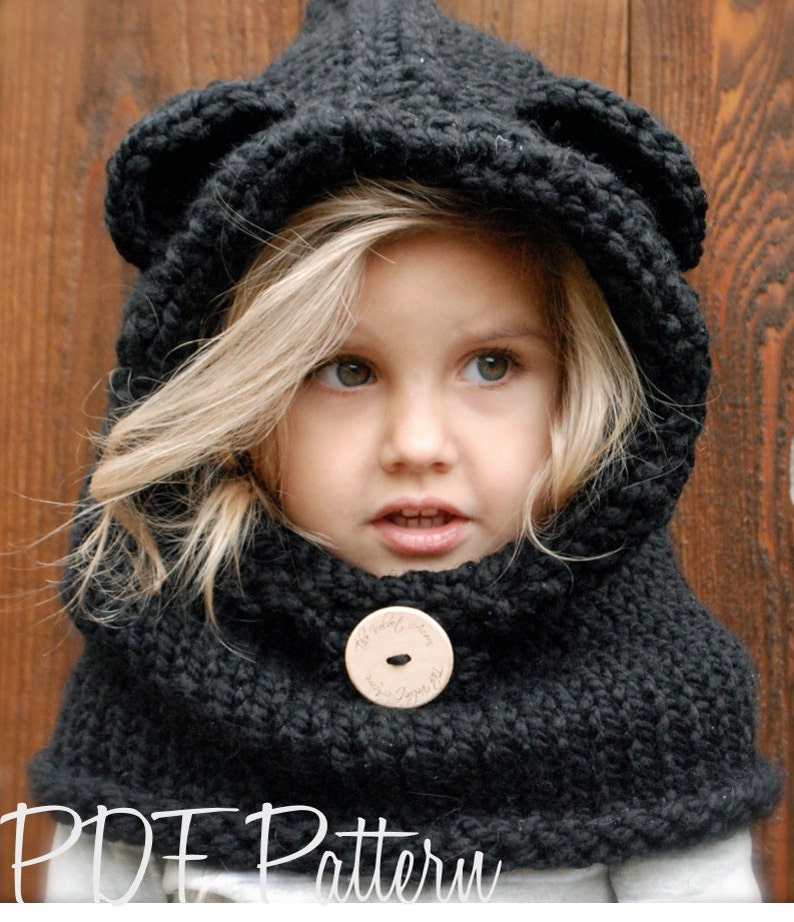 KNITTING PATTERN Burton Bear Cowl 6/9 month 12/18 month Toddler Child Adult sizes image 2