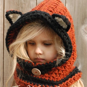 CROCHET PATTERN-Flint Fox Cowl 12/18 months, Toddler, Child, Adult sizes image 1