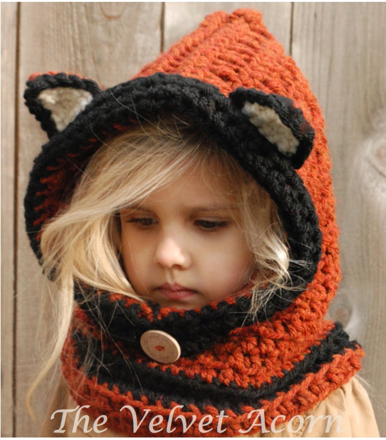 CROCHET PATTERN-Flint Fox Cowl 12/18 months, Toddler, Child, Adult sizes image 1