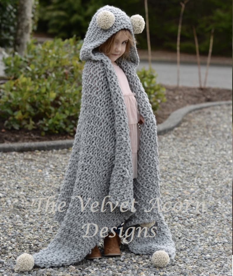 KNITTING PATTERN Benton Hooded Blanket x-small, small, medium, large and x-large sizes image 3