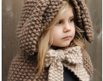 Knitting PATTERN-The Royalynn Rabbit Hood (6/9 month - 12/18 month - Toddler - Child - Adult sizes)