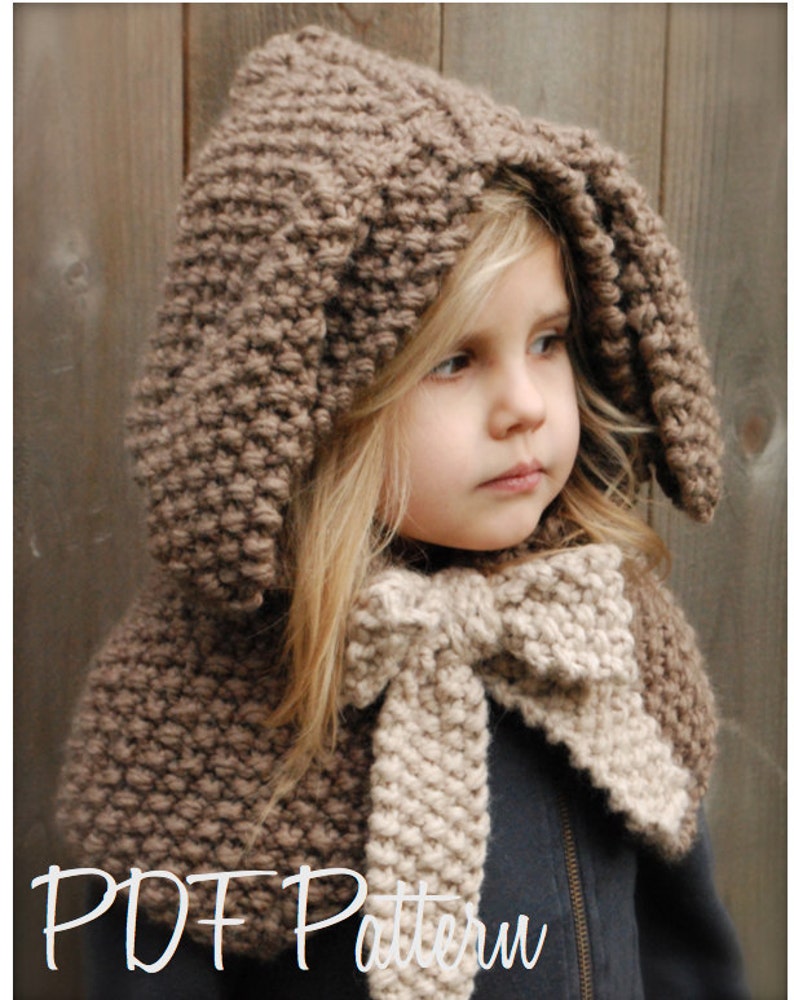Knitting PATTERN-The Royalynn Rabbit Hood 6/9 month 12/18 month Toddler Child Adult sizes image 2