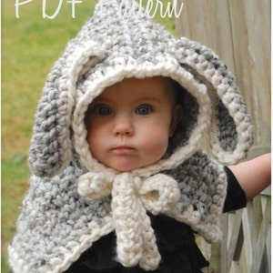 Crochet PATTERN-The Bryor Bunny Hood 6/9 month, 12/18 month,Toddler, Child sizes image 2