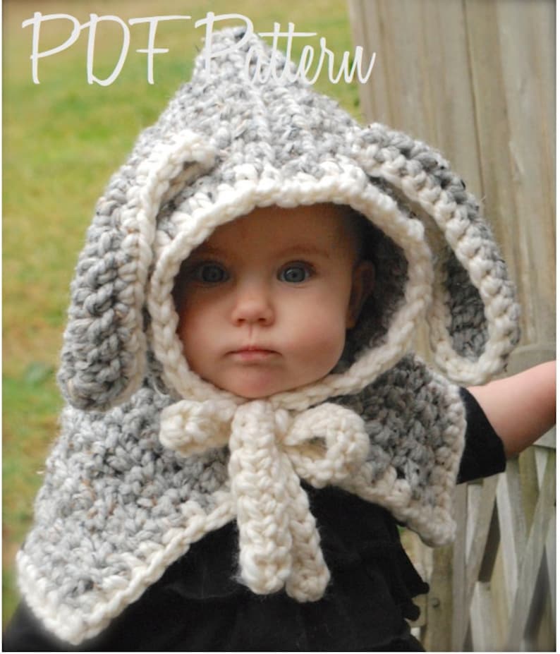 Crochet PATTERN-The Bryor Bunny Hood 6/9 month, 12/18 month,Toddler, Child sizes image 2