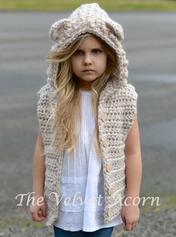 CROCHET PATTERN - Lanstyn Lion Hooded Vest (2, 3/4, 5/7, 8