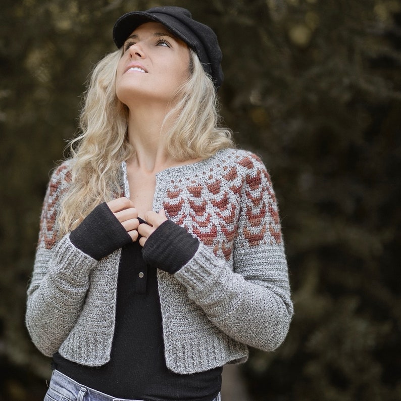 CROCHET PATTERN-The Quill Cardigan 1/2, 3/4, 5/6, 7/8, 9/10, 11/13, 14/16, xs, s, m, l, xl, xxl, 3xl, 4xl imagem 2