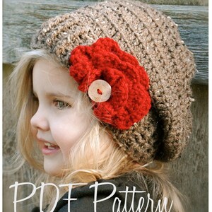 Crochet PATTERN-The Scarlett Slouchy Toddler, Child, Adult sizes image 4