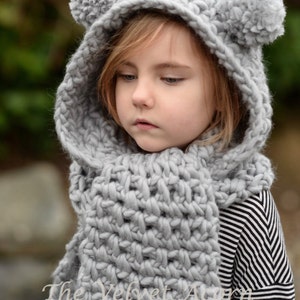 Crochet PATTERN-The Zolta Hooded Scarf 12/18 months, Toddler, Child, Teen, Adult sizes image 4