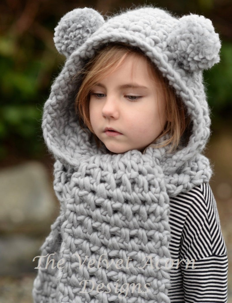 Crochet PATTERN-The Zolta Hooded Scarf 12/18 months, Toddler, Child, Teen, Adult sizes image 4