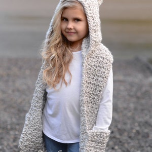 Crochet PATTERN-The Summit Hooded Scarf 12/18 month,Toddler, Child, Teen, Adult sizes image 3