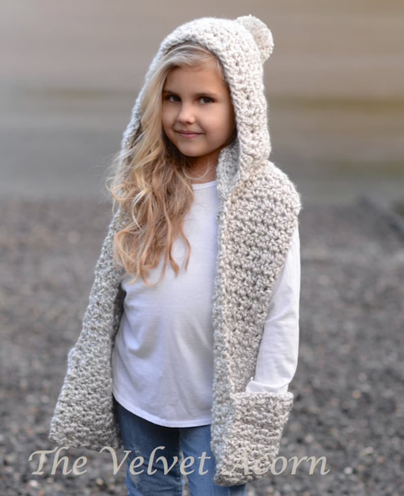 Crochet PATTERN-The Summit Hooded Scarf 12/18 month,Toddler, Child, Teen, Adult sizes image 3