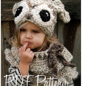 Crochet PATTERN-The Odette Owl Set Toddler, Child and Adult sizes image 4