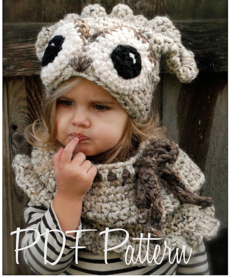 Crochet PATTERN-The Odette Owl Set Toddler, Child and Adult sizes image 4