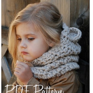 CROCHET PATTERN - Baylie Bear Cowl (3/6 months, 6/12 months, 12/18 month,Toddler, Child, Adult sizes) image 4