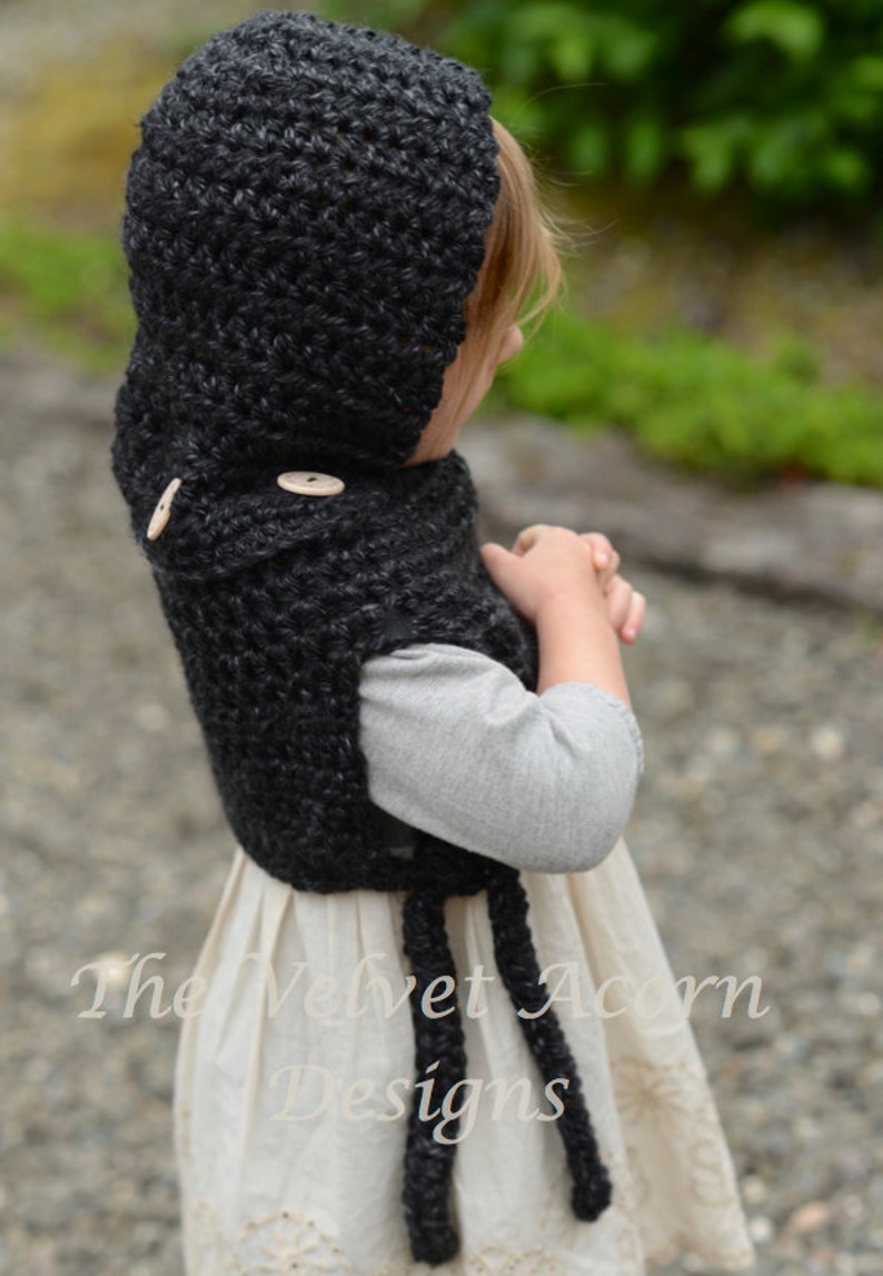 Crochet PATTERN-The Barron Hood 12/18 months-2, 3/4, 5/7, 8/12, teen/sm. adult, adult sizes image 2