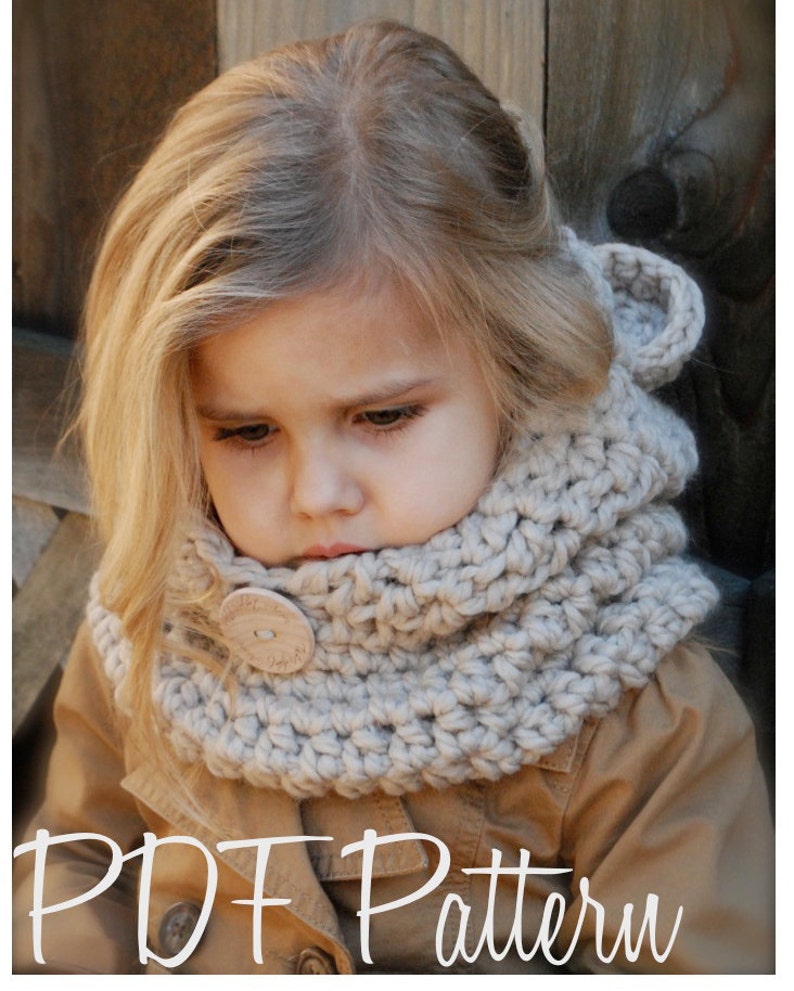 CROCHET PATTERN - Baylie Bear Cowl (3/6 months, 6/12 months, 12/18 month,Toddler, Child, Adult sizes) image 2