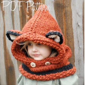 KNITTING PATTERN Failynn Fox Cowl 12/18 months Toddler Child Adult sizes image 2