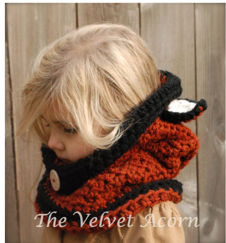 CROCHET PATTERN-Flint Fox Cowl 12/18 months, Toddler, Child, Adult sizes image 4