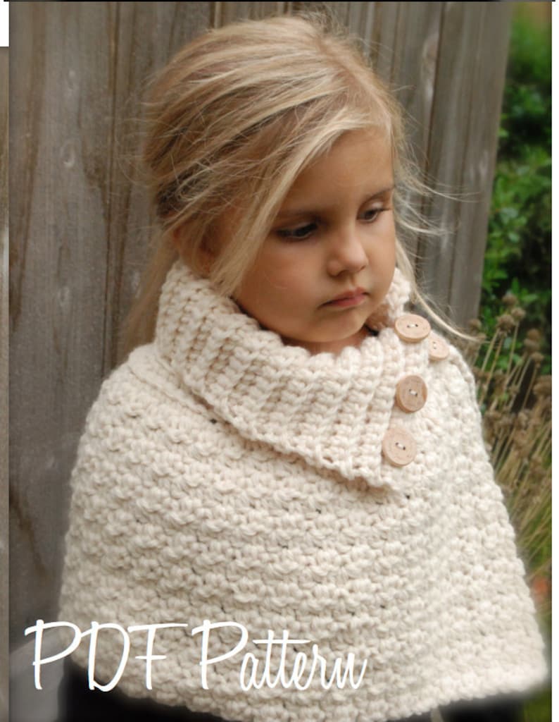 CROCHET PATTERN Finleigh Cape 12/18 months, Toddler, Child, Adult sizes image 1