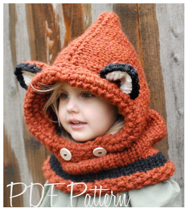 KNITTING PATTERN Failynn Fox Cowl 12/18 months Toddler Child Adult sizes image 1