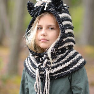 KNITTING PATTERN Ziva Zebra Cowl 3/6 month 6/9 month 12/18 month Toddler Child Adult sizes image 4