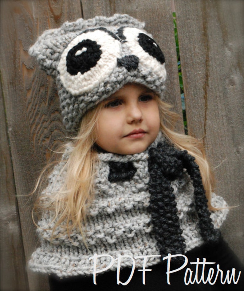 Knitting PATTERN-The Oxford Owl Set Toddler, Child and Adult sizes image 2