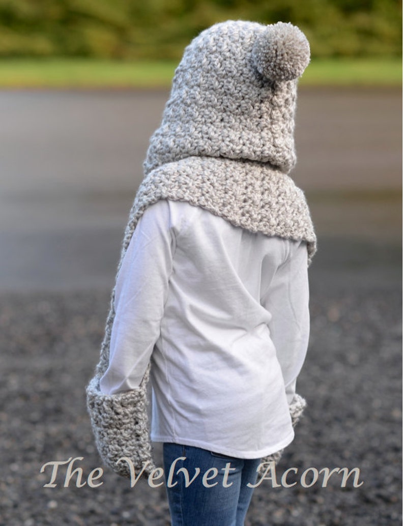 Crochet PATTERN-The Summit Hooded Scarf 12/18 month,Toddler, Child, Teen, Adult sizes image 2