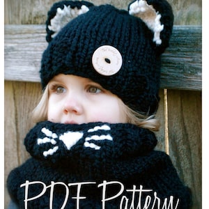 Knitting PATTERN-The Caitlynn Cat Set (Toddler, Child and Adult sizes)