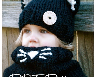 Knitting PATTERN-The Caitlynn Cat Set (Toddler, Child and Adult sizes)