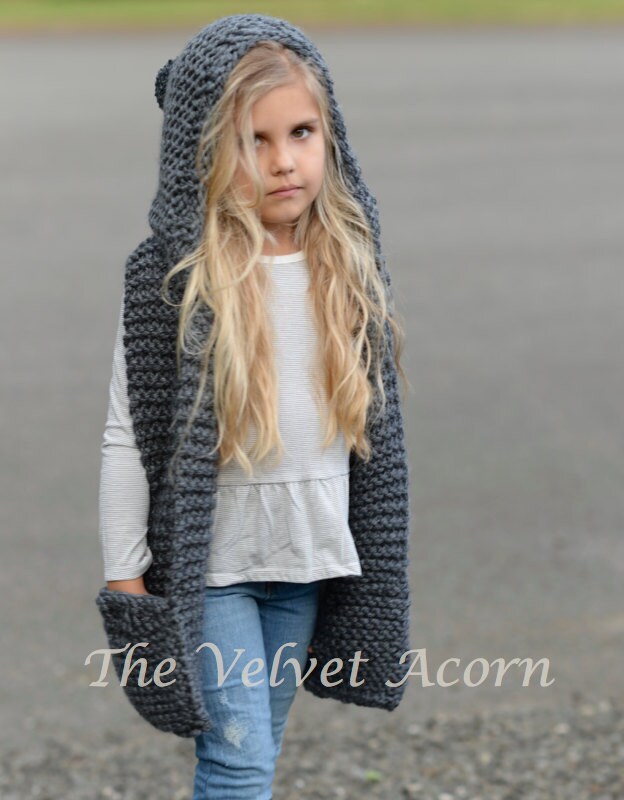 Knitting Pattern-the Tuft Hooded Scarf (12/18 Months, Toddler