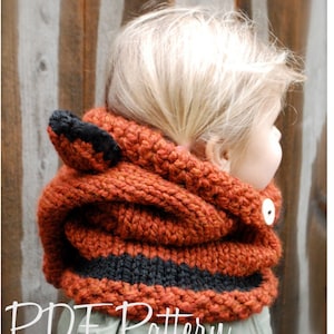 KNITTING PATTERN Failynn Fox Cowl 12/18 months Toddler Child Adult sizes image 4