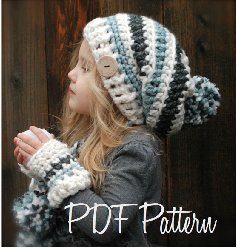 Crochet PATTERN-The Feyona Cap/Mitt Set Toddler, Child and Adult sizes image 3