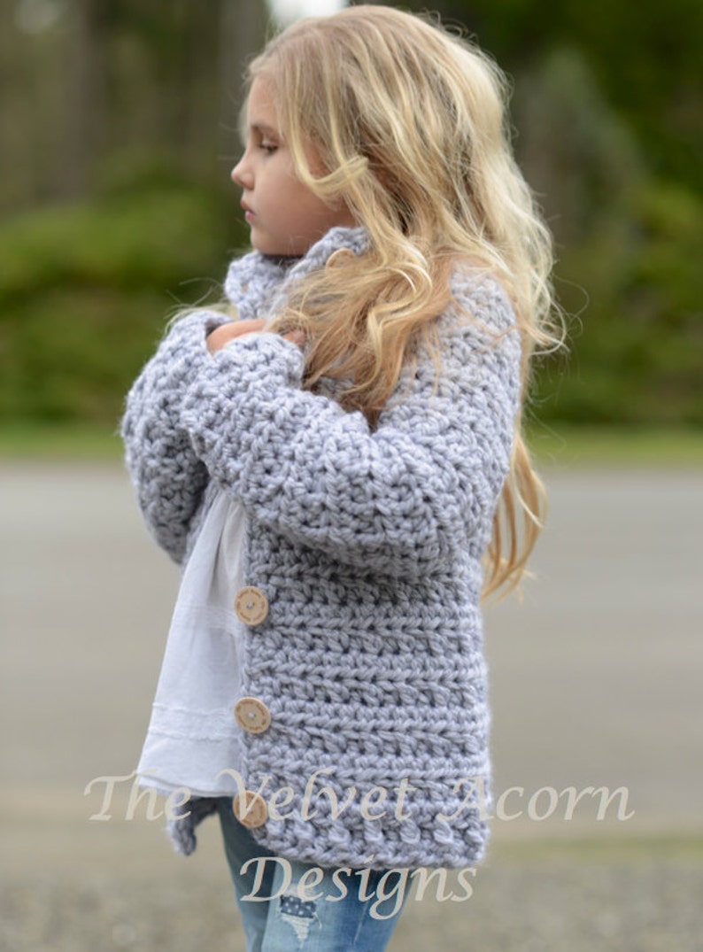 CROCHET PATTERN-The Dusklyn Sweater 2, 3/4, 5/7, 8/10, 11/13, 14/16, S/M, L/XL sizes image 1