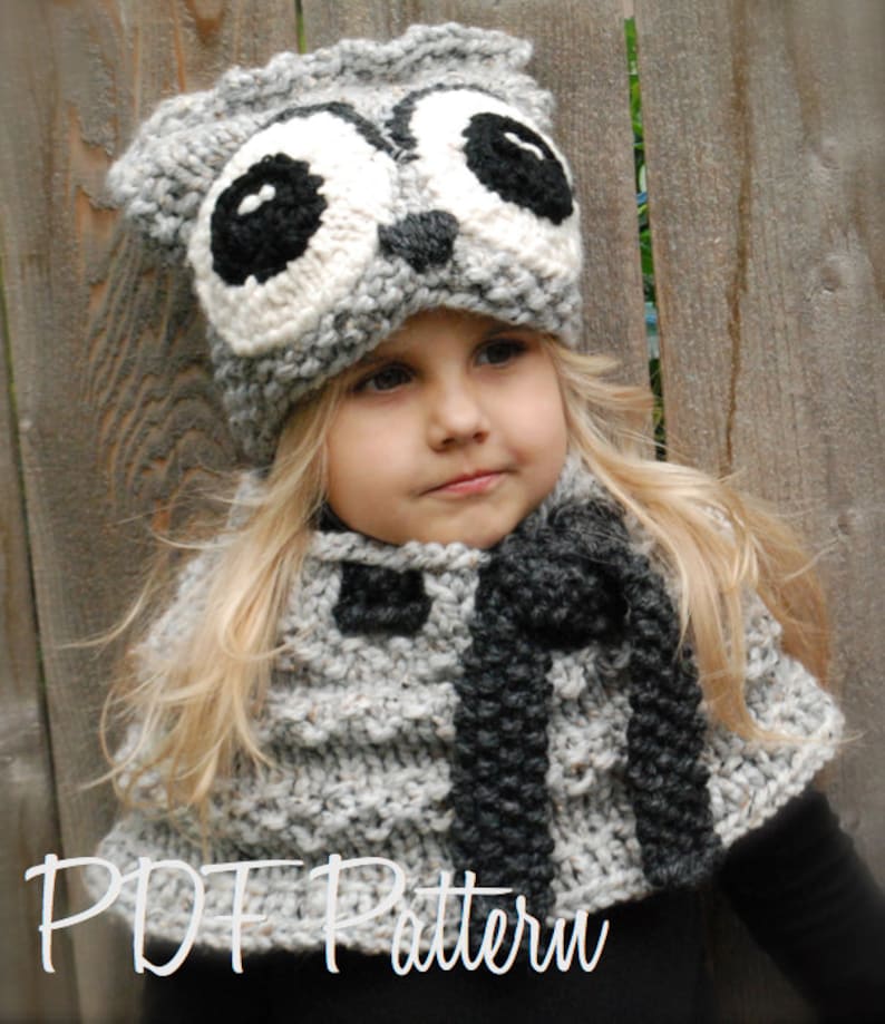 Knitting PATTERN-The Oxford Owl Set Toddler, Child and Adult sizes image 1