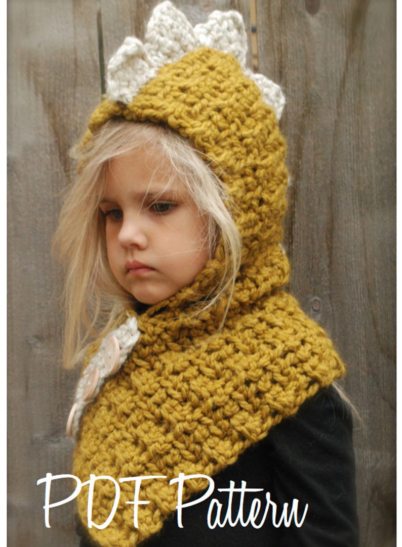 CROCHET PATTERN Drako Dino Cowl 12/18 month,Toddler, Child, Adult sizes image 2