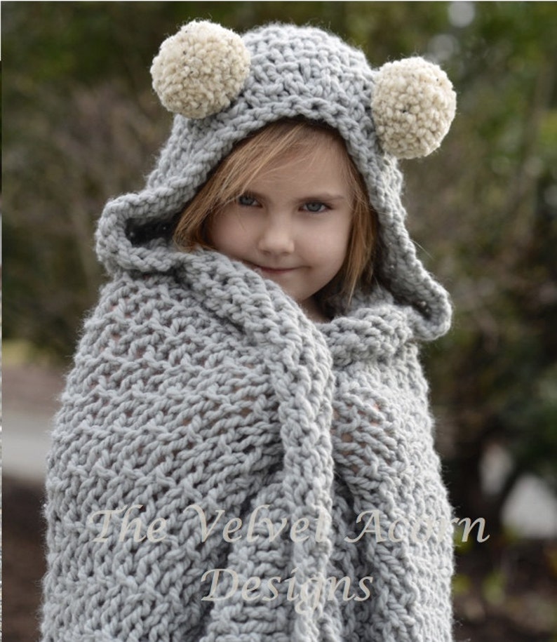 KNITTING PATTERN Benton Hooded Blanket x-small, small, medium, large and x-large sizes image 4