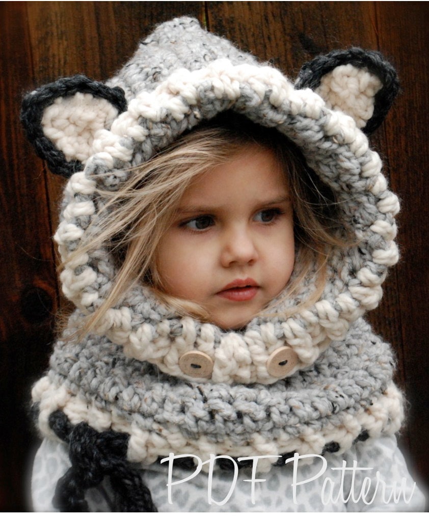 CROCHET PATTERN - Woodlynn Wolf Cowl (12/18 Months, Toddler, Child