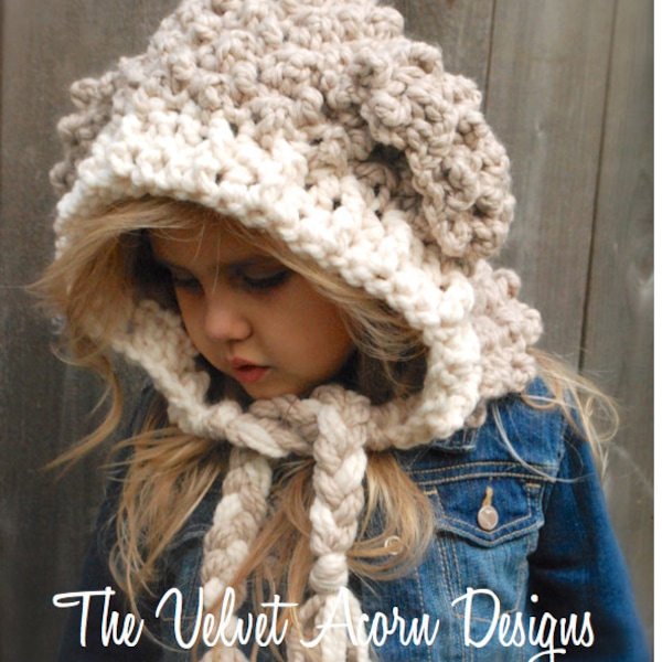 Crochet PATTERN-The Lyra Lamb Hood  (12/18 month,Toddler, Child, Adult sizes)