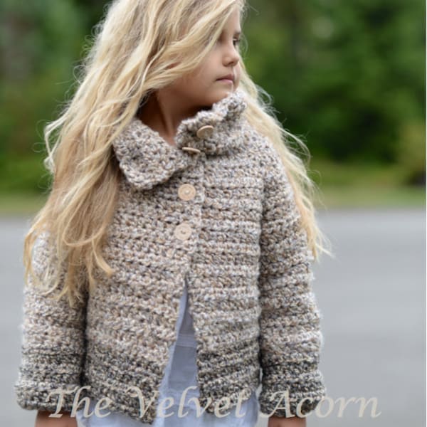 CROCHET PATTERN-The Moonlight Cardigan (2/3, 4/5, 6/7, 8/9, 10/11, 12/13, S, M, L sizes)