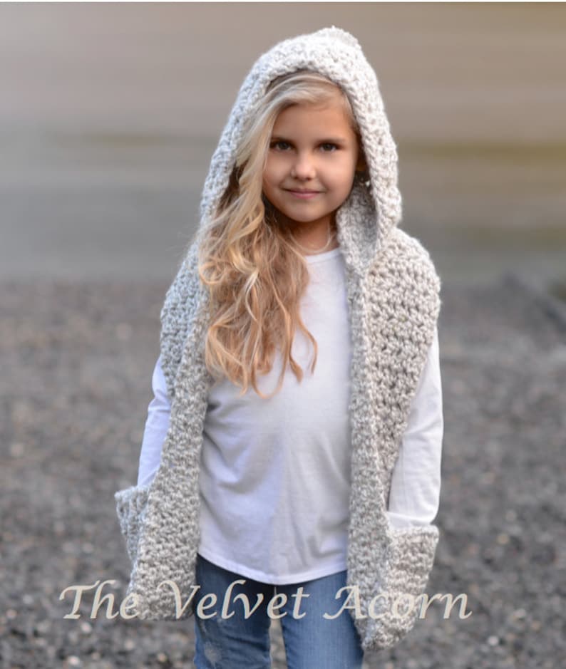 Crochet PATTERN-The Summit Hooded Scarf 12/18 month,Toddler, Child, Teen, Adult sizes image 4