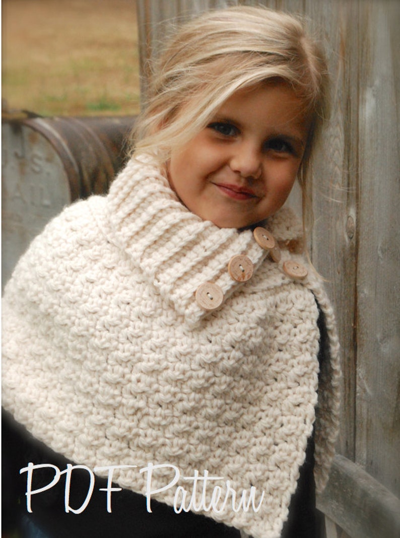 CROCHET PATTERN Finleigh Cape 12/18 months, Toddler, Child, Adult sizes image 2