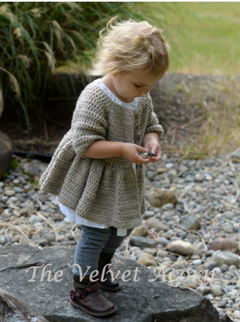 CROCHET PATTERN-The Rufflyn Cardigan 3/4, 5/6, 7/8, 9/10, 11/12 years image 1