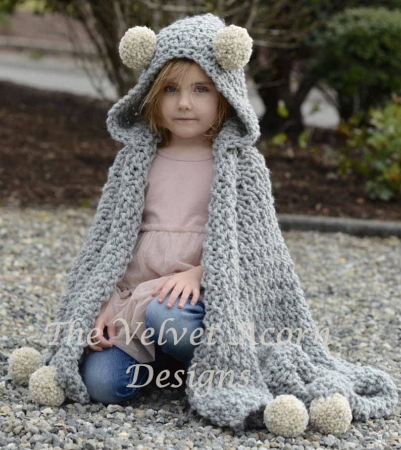 KNITTING PATTERN Benton Hooded Blanket x-small, small, medium, large and x-large sizes image 2